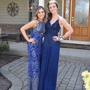 Blue & gold sparkle formal dress